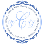 Name Doodles - Round Address Labels/Stickers (Whitney Blue)